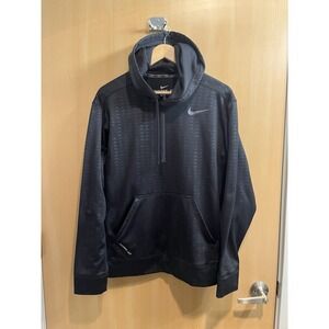 NIKE THERMA-FIT Pullover Fleece Moisture Wicking Hoodie Black Size Medium Men's